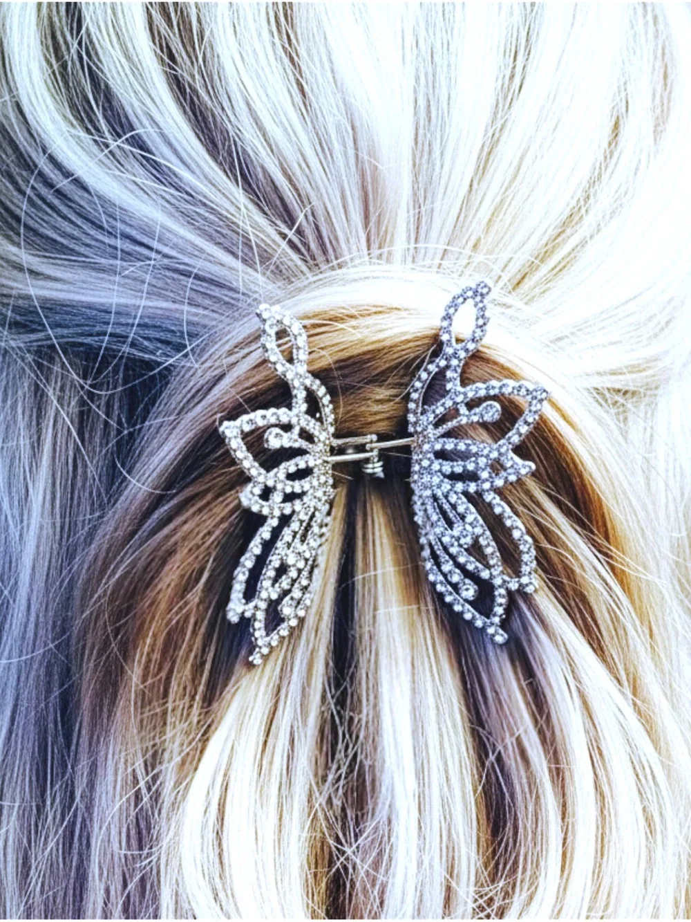 Gold and Rhinestone Butterfly Hair Clip NWT